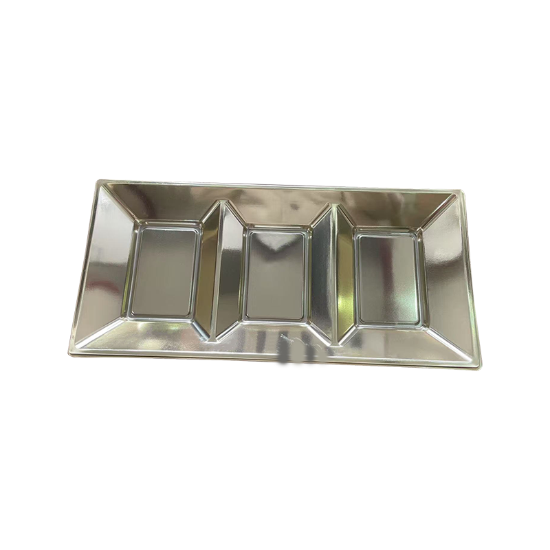 Vassoio snack a 3 griglie in plastica argento