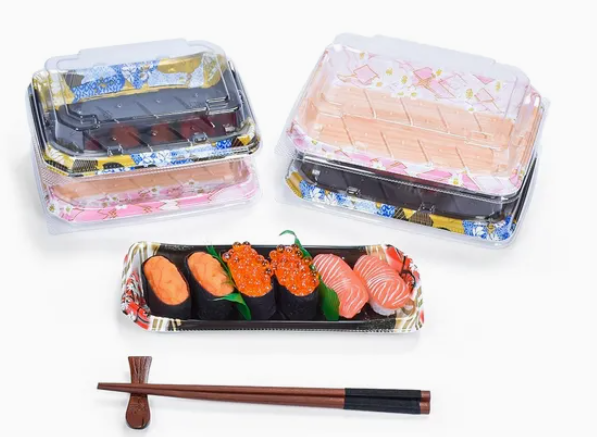 Vassoio per alimenti in plastica usa e getta per sushi 