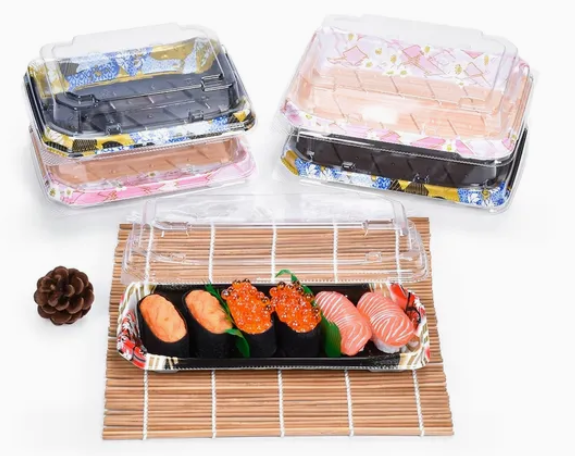 Vassoio per alimenti in plastica usa e getta per sushi 