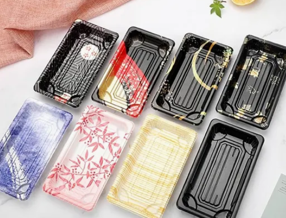 Vassoio per alimenti in plastica usa e getta per sushi 