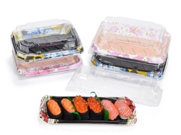Vassoio per alimenti in plastica usa e getta per sushi 